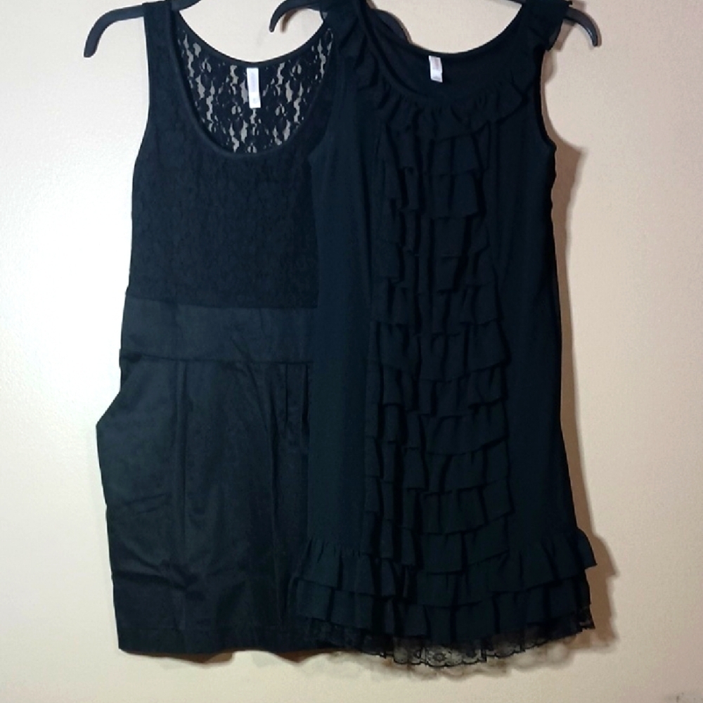 Xhilaration Black Lace & Ruffle Detail Dresses